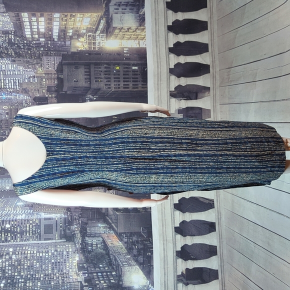 Nancy Crystal sz 6 Rare Vintage Striped Sleeveless 100% Silk Dress - Picture 6 of 7